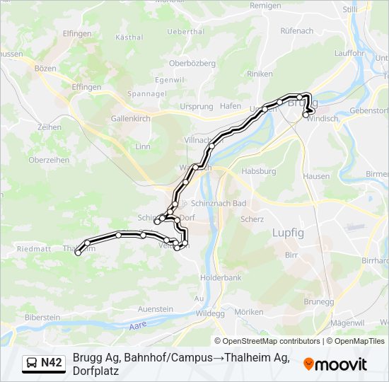 N42 Bus Line Map