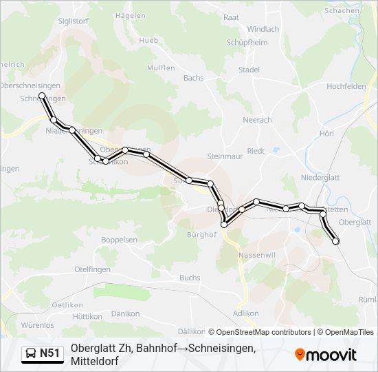 N51 Bus Line Map