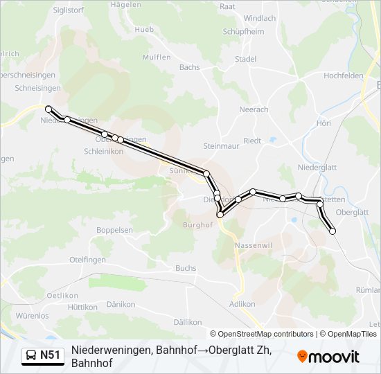 N51 Bus Line Map