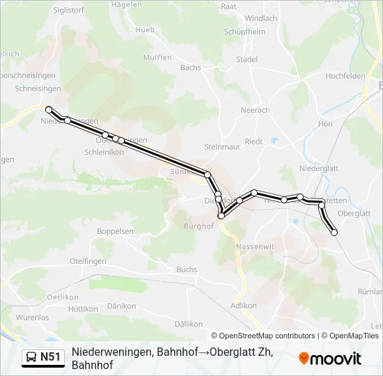 N51 Bus Line Map