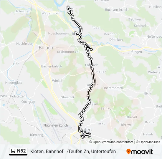 N52 Bus Line Map