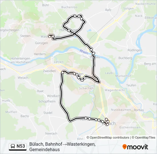 N53 Bus Line Map
