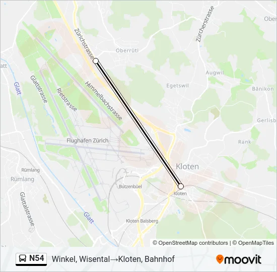 N54 Bus Line Map