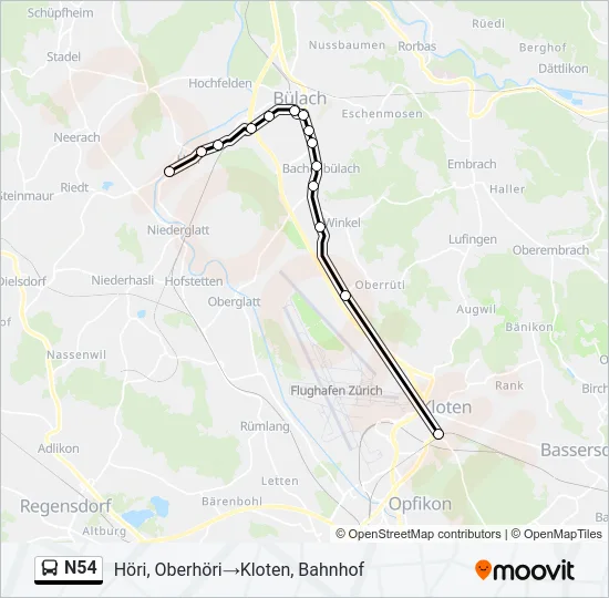 N54 Bus Line Map