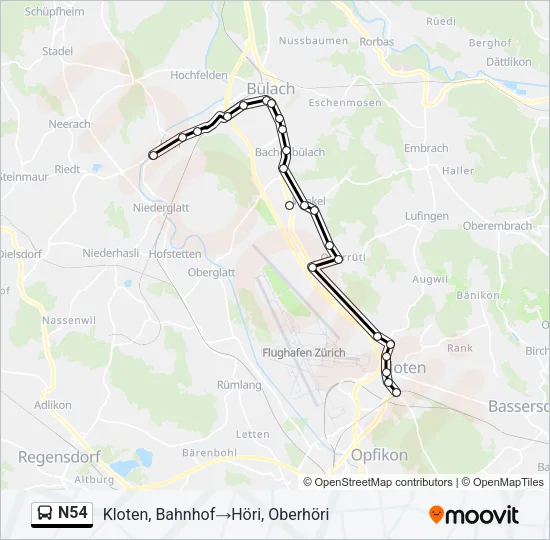 N54 Bus Line Map