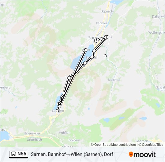 N55 Bus Line Map