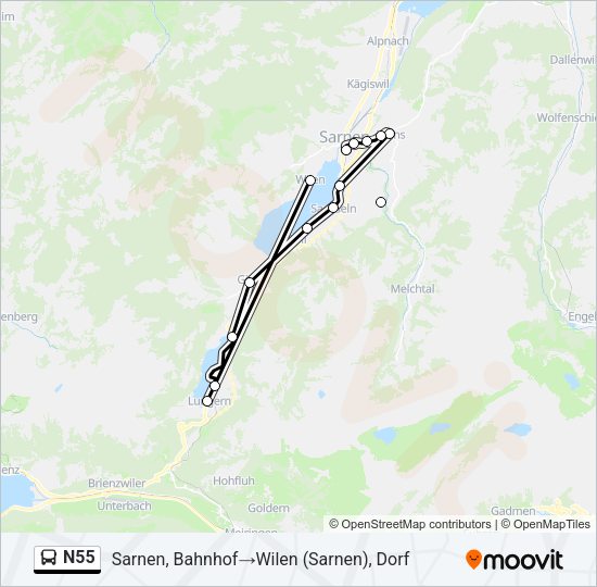 N55 Bus Line Map