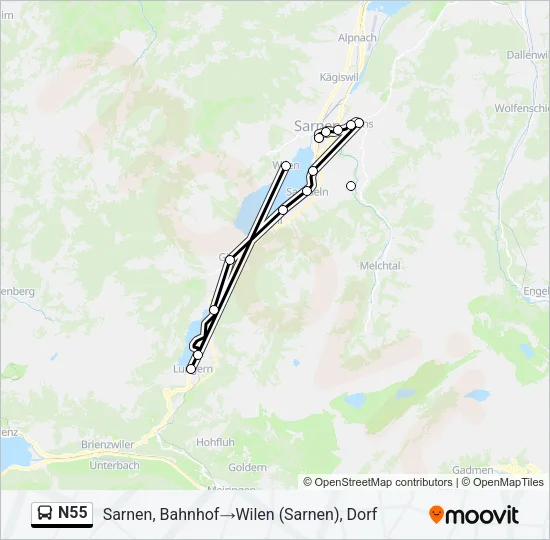 N55 Bus Line Map