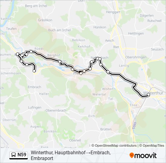 N59 bus Line Map