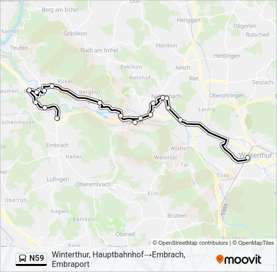 N59 Bus Line Map