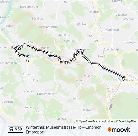 N59 Bus Line Map