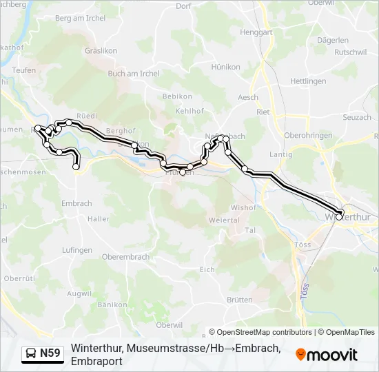 N59 Bus Line Map
