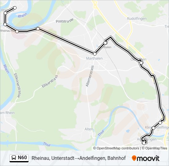 N60 Bus Line Map