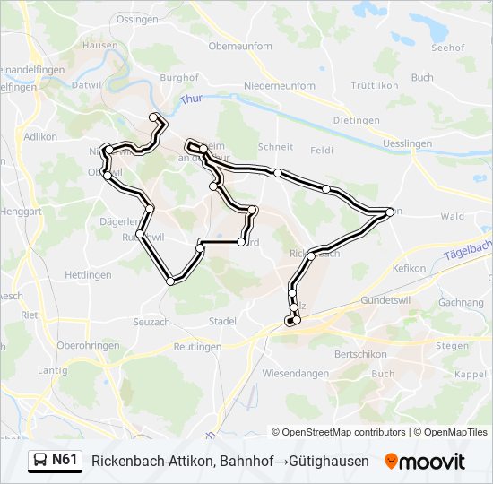 N61 bus Line Map