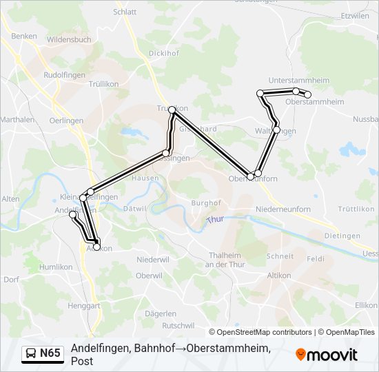 N65 Bus Line Map