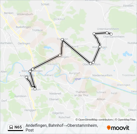 N65 Bus Line Map
