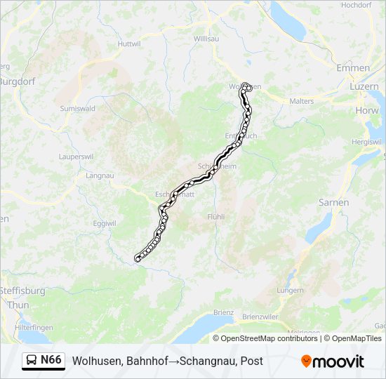 N66 Bus Line Map
