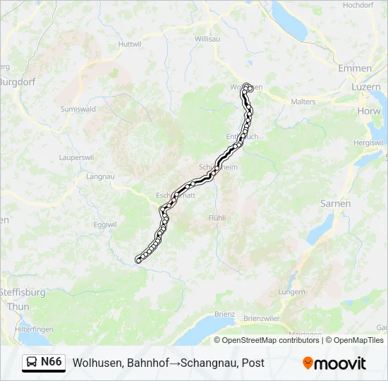 N66 Bus Line Map