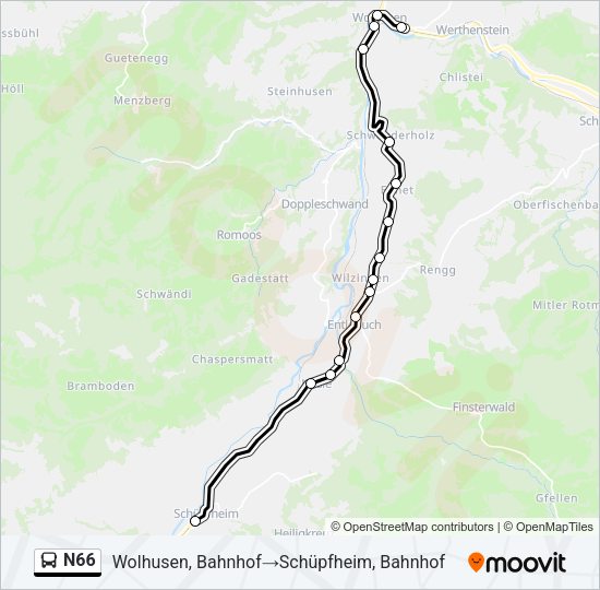 N66 Bus Line Map