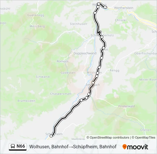 N66 Bus Line Map