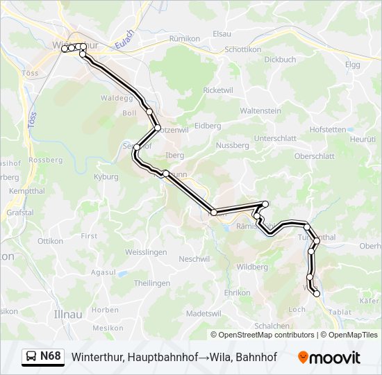 N68 Bus Line Map
