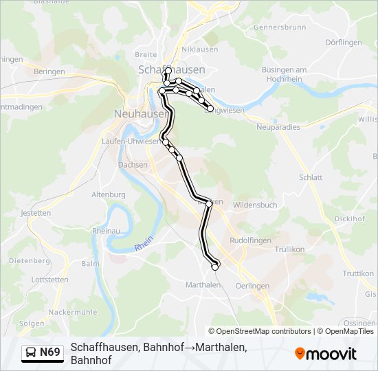 N69 Bus Line Map