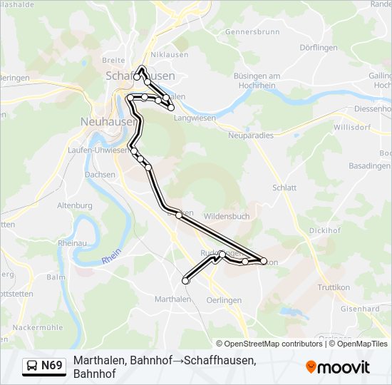 N69 Bus Line Map
