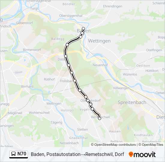 N70 Bus Line Map