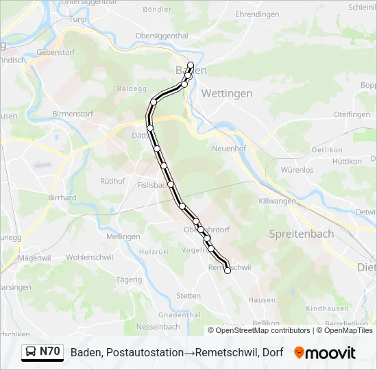 N70 Bus Line Map