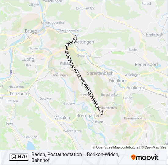 N70 Bus Line Map