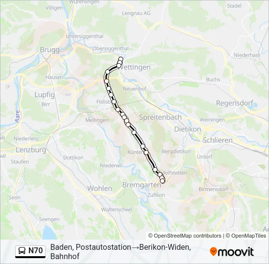 N70 Bus Line Map