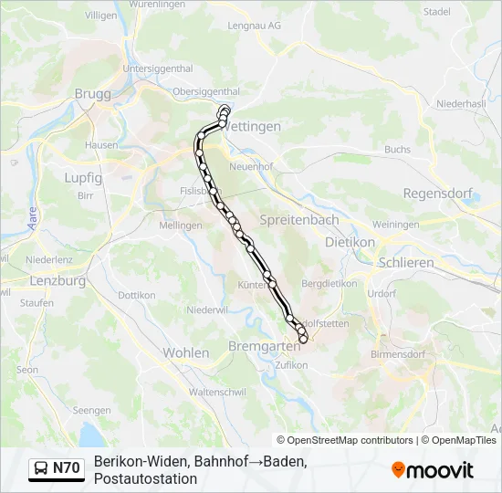 N70 Bus Line Map