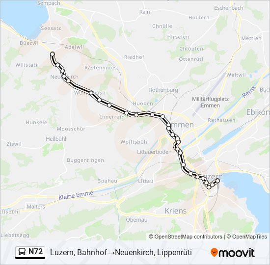 N72 bus Line Map