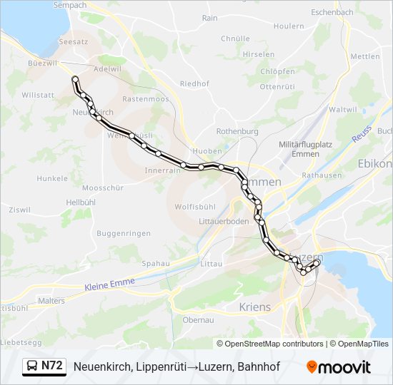 N72 Bus Line Map