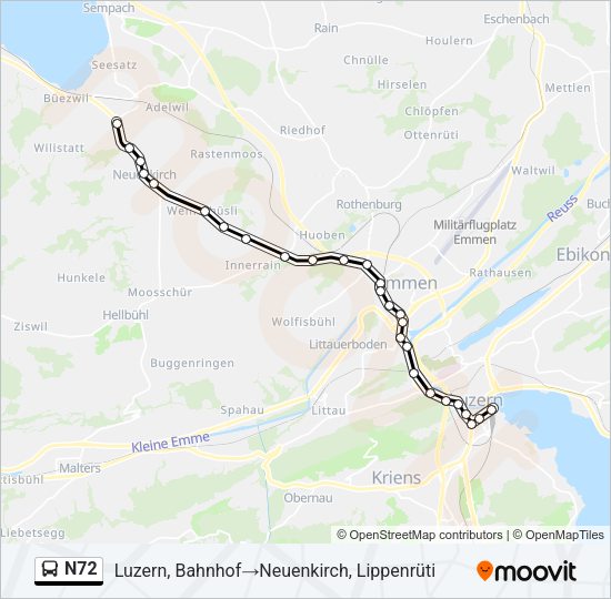 N72 Bus Line Map