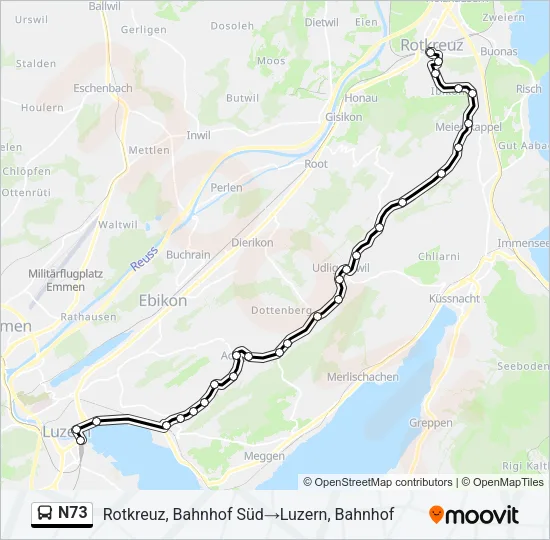 N73 Bus Line Map