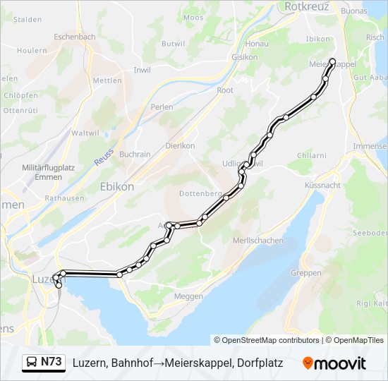 N73 Bus Line Map