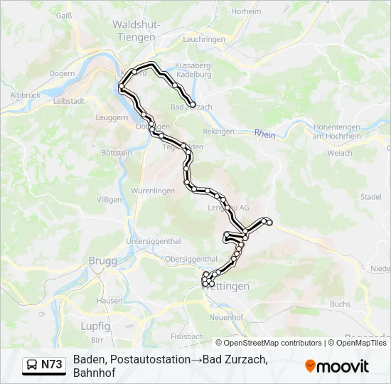 N73 Bus Line Map