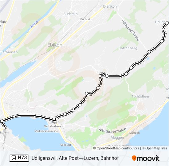 N73 Bus Line Map
