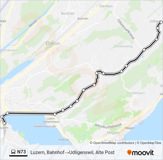 N73 Bus Line Map