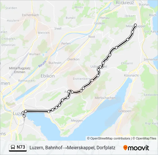 N73 Bus Line Map