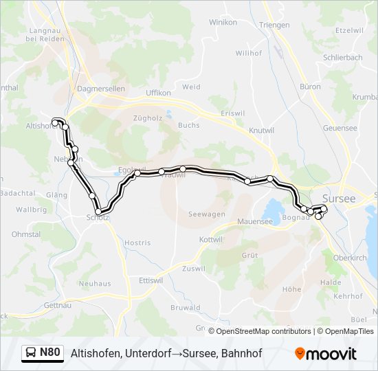 N80 Bus Line Map