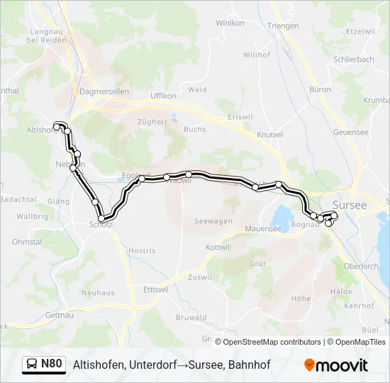 N80 Bus Line Map