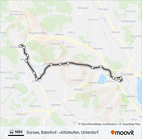N80 Bus Line Map