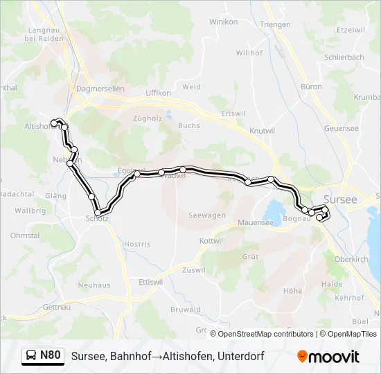 N80 Bus Line Map