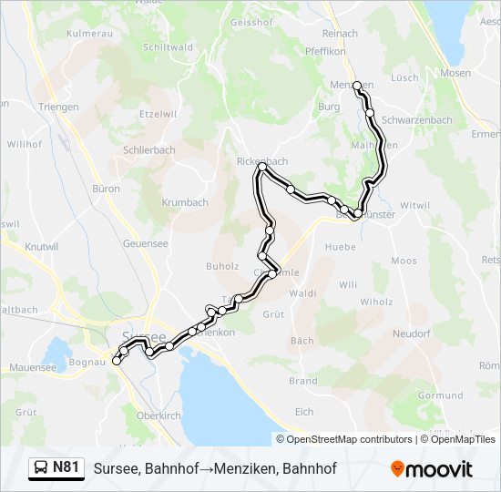 N81 Bus Line Map