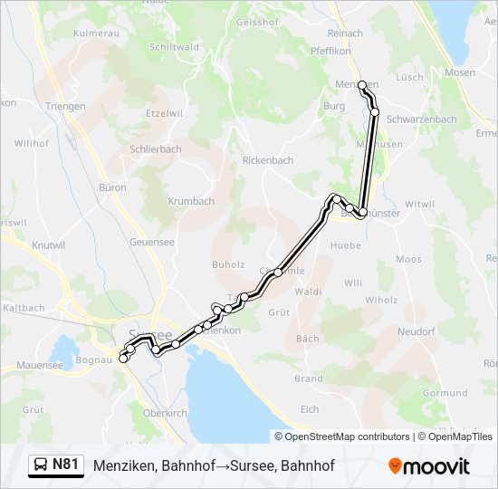 N81 Bus Line Map