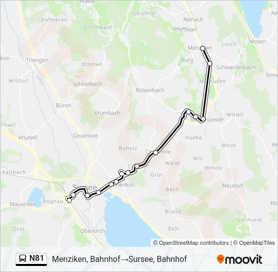 N81 Bus Line Map