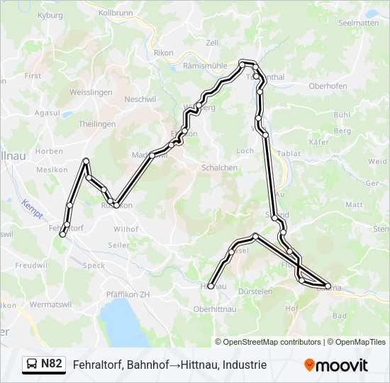 N82 Bus Line Map