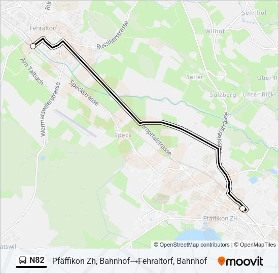 N82 Bus Line Map